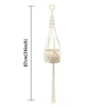 support plante suspendue macramé boho panier blanc noeuds réguliers artisanal pot fleuri