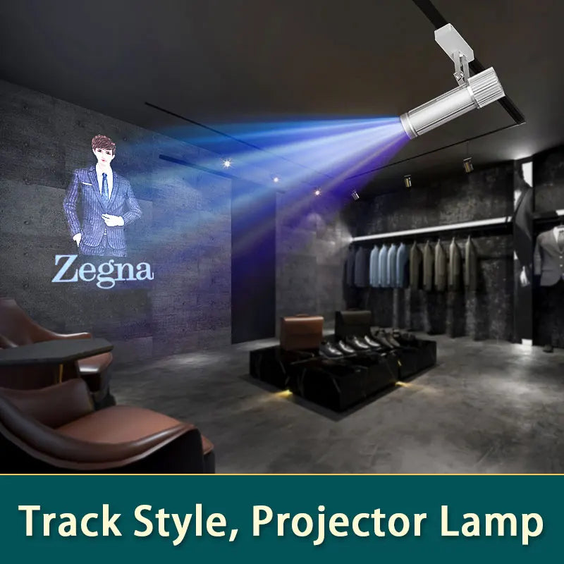 projecteur lumière led argenté moderne minimaliste rotation texte rail télécommande