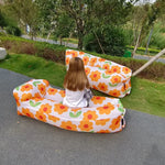 Lit gonflable moderne confortable bleu noir rose orange blanc vert gris fleurs feuilles solides