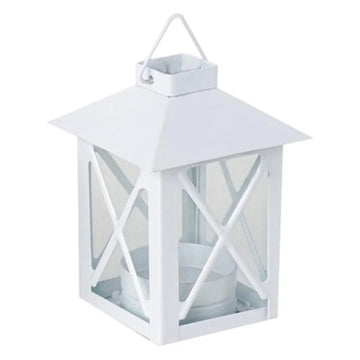 lanterne décorative rustique vintage fer suspension bougie récipient transparent noir blanc structure
