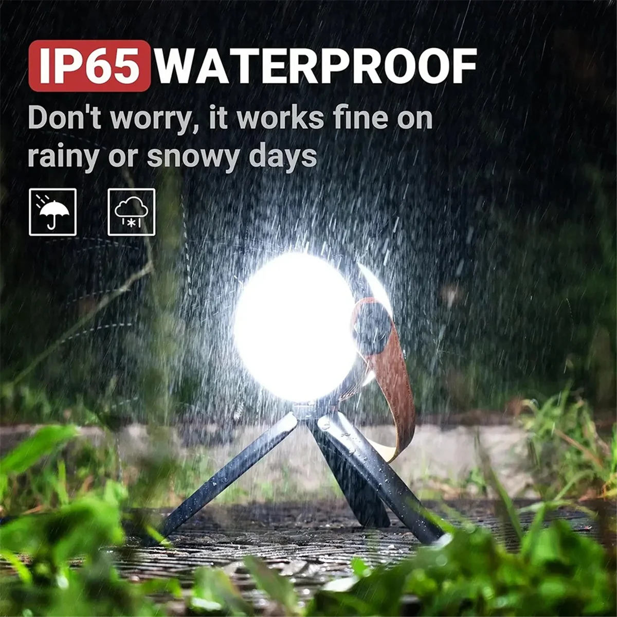 lampe led portable camping rechargeable suspension trépied sangle cuir moderne étancheextérieur