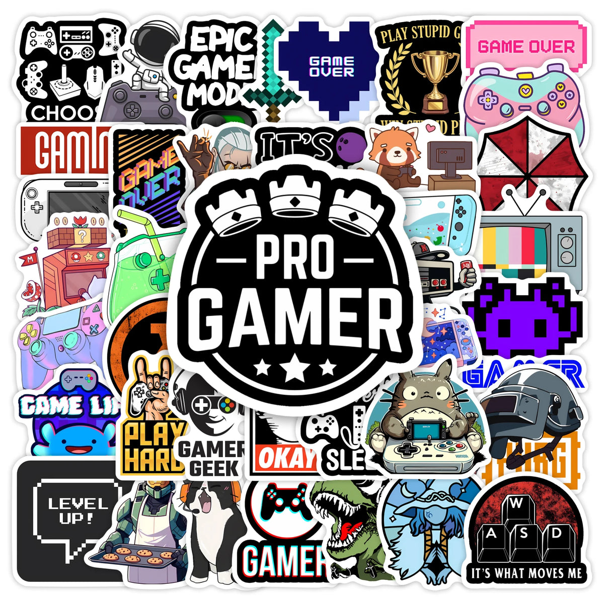sticker vinyle waterproof multicolore graphique pixel art cartoon diy adultes adolescents