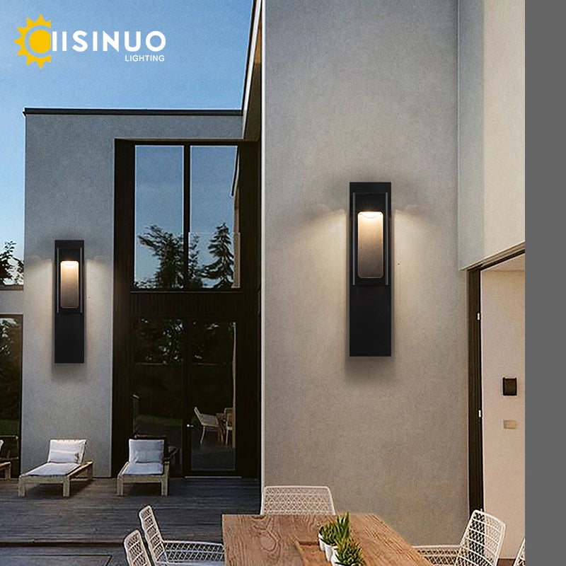 lampe murale led détecteur mouvement ip67 étanche moderne noir aluminiumextérieur contemporain 400mm haute qualité