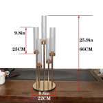 support bougie moderne or transparent cinq têtes mariage décoration table centerpiece decorative
