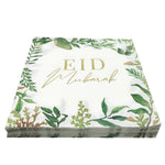 serviettes jetables festives eid mubarak motifs fleurs textes doré blanc İslam