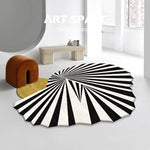 tapis noir blanc rayures concentriques anti dérapant moderne nordique salon chambre