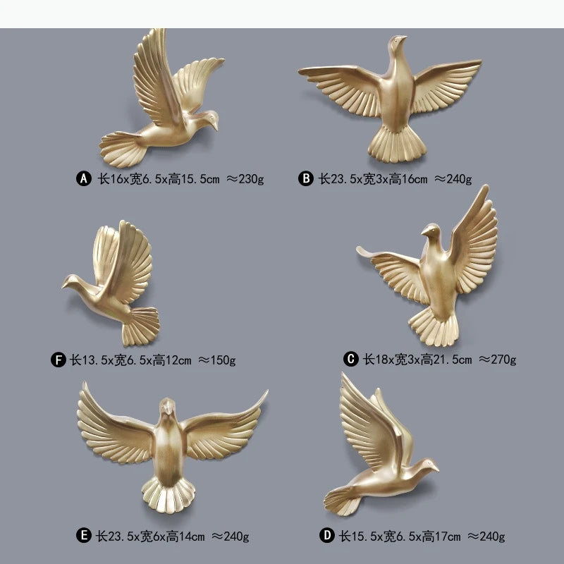 décorations murales modernes oiseaux vol or blanc noir bleu réaliste minimaliste