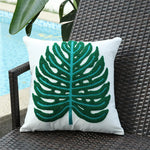 coussin carré moderne motif feuilles tropicales brodé polyester 45x45cm décoration maison voiture