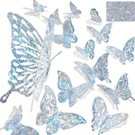 papillons décoratifs bleu violet doré glitter 3d adhésifs décoration anniversaire mariage noël