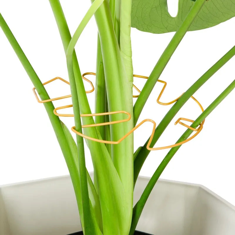 Support plante pot or vert feuille stylisée moderne adhésif