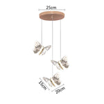 suspension décorative moderne papillons transparents dorés hall chambre éclairage contemporain fixations