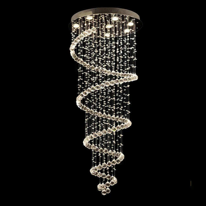 suspension lumineuse spirale transparente moderne sans remote lumière chambre salon
