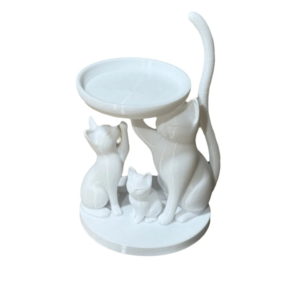 plateau rangement bijoux forme chat blanc noir lisse moderne imprimé 3D decoratif animaux
