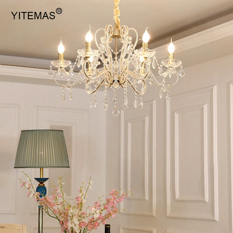 lustre doré cristal pendants élégant classique baroque suspension chambre salon