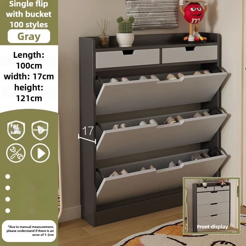 armoire chaussures moderne beige clair tiroirs rangement chaussures objets multifonction bois MDF