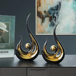 sculpture décorative moderne abstraite nordique cadeau artisanal email céramique forme ondulée boule dorée décoration