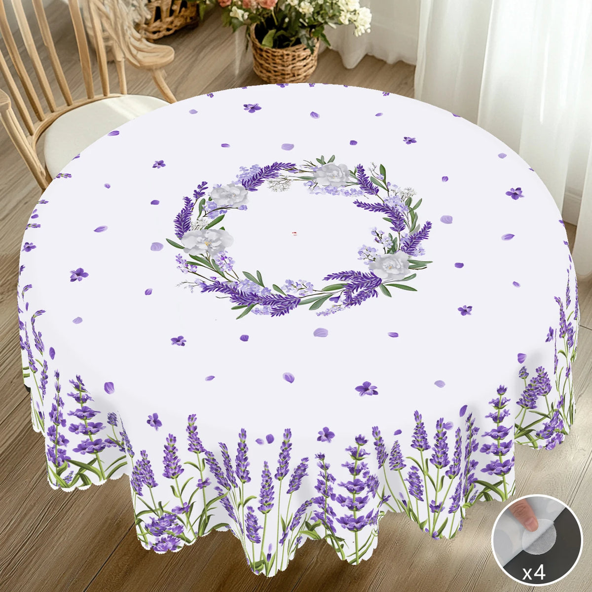 nappe fleur lavande motif floral table imperméable usage extérieur printemps mariage décoration classique violet