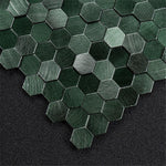 mosaïque murale 3d hexagonale métallique brossée moderne minimaliste vert marron gris beige autoadhésive