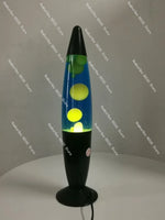 lampe lava bleu vert noir liquide formes flottantes transparent rétro psychédélique