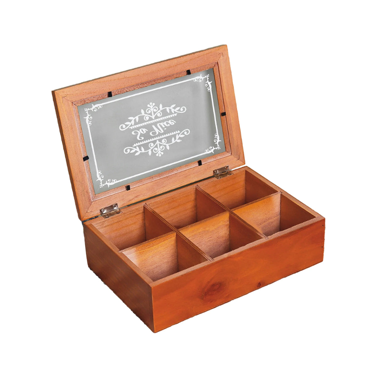 présentoir bois compartiments décoratif rustique charnière fixée bijoux cosmétique vintage 16cm 24cm 7cm
