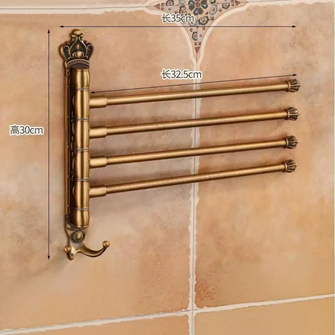 porte serviettes pivotant bronze antique ornements dorés classique vintage mural serviettes fixations visibles