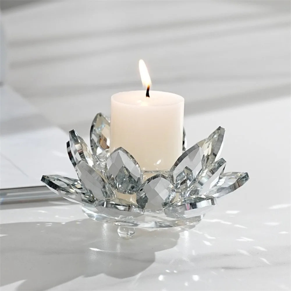 support bougie moderne transparent fleur lotus multicolore rose marron violet élégant décoration intérieure bougies