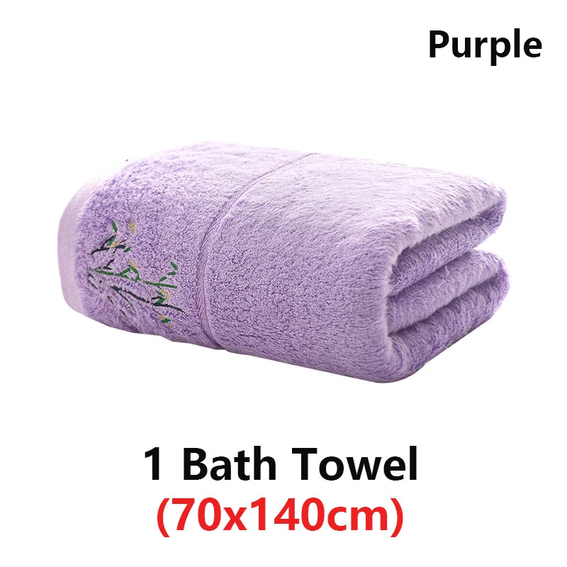 serviettes bambou brodées vert violet rose blanc classiques absorbantes maison