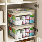 boîte rangement transparente poignée compartiments divisés organisateur médicaments maison plastique