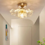 plafonnier moderne doré transparent fleur relief éclairage chambre salle manger artisanal led