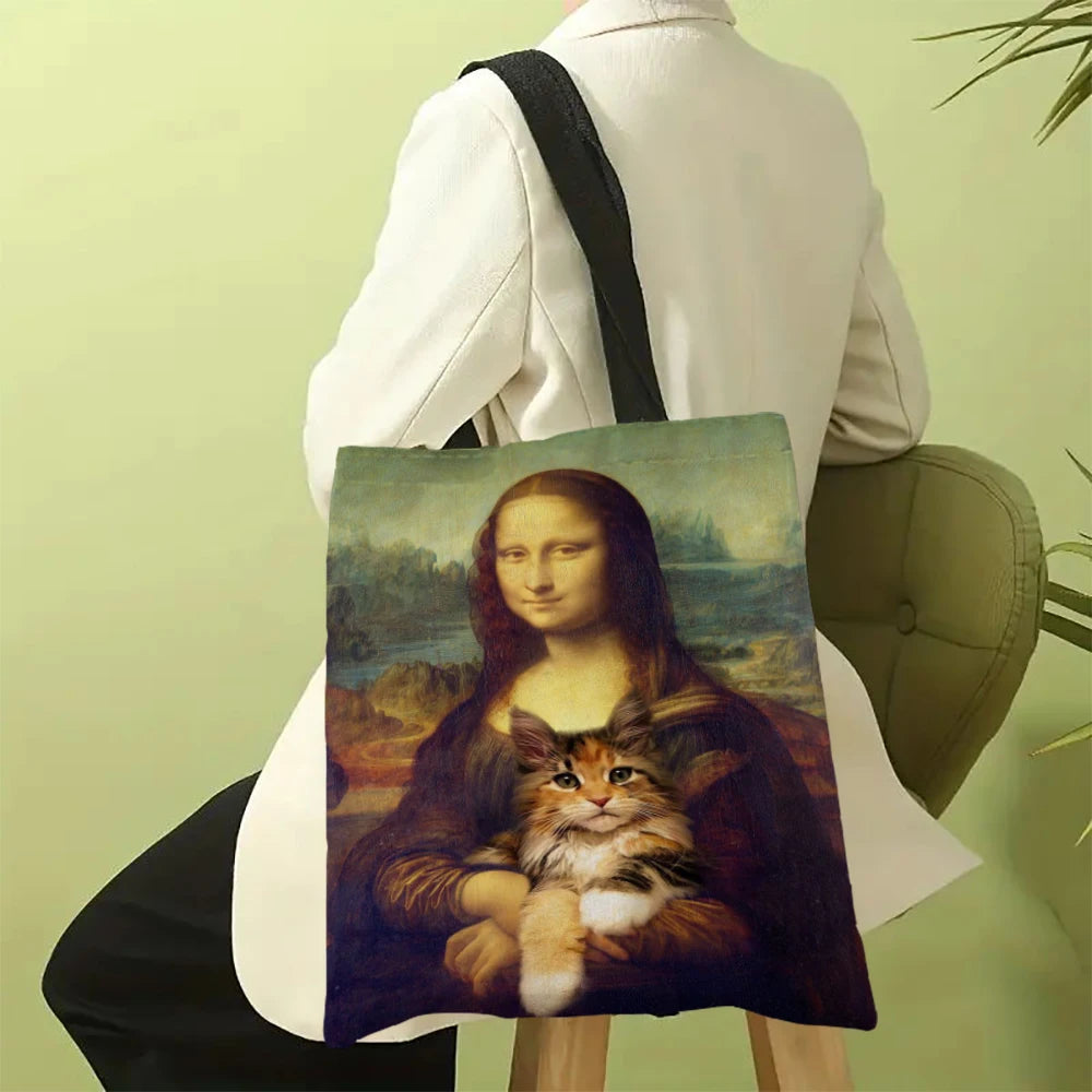 sac main décontracté moderne motif floral urbain van gogh femme toile lin