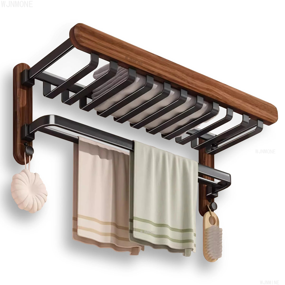 porte serviettes mural noir serviettes bain brosse dents étagère rangement moderne fixations vis 60cm