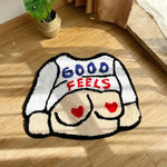 tapis polyester antidérapant dessin buste coeurs GOOD FEELS blanc rouge créatif humoristique maison