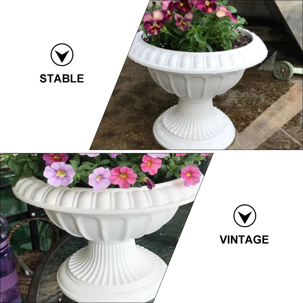 cache pot blanc classique rayures verticales extérieur intérieur fleuri décoration jardin balcon robuste durable