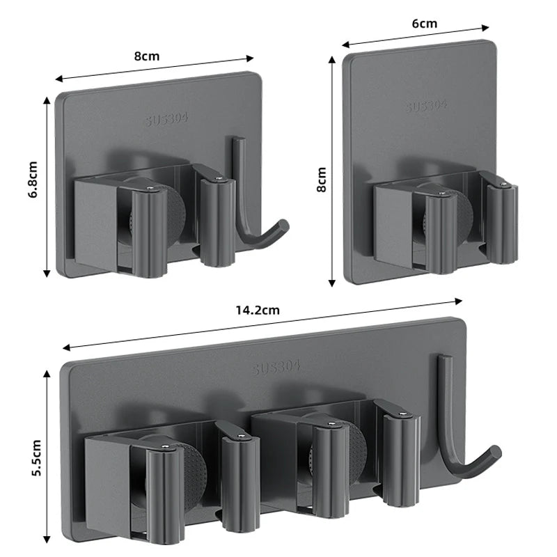 porte balai acier inoxydable adhésif mural moderne gris rangement salle bain étanche