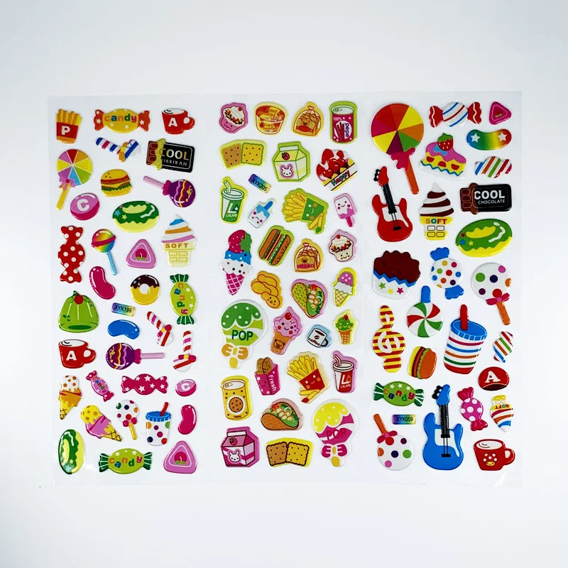 stickers multicolores cartoon bonbons glaces gâteaux lettres musique adhésifs enfants scrapbooking kawaii filles