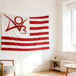 tapisserie décoration chambre dessin animé rayures horizontales symbole abstrait moderne graphique polyestère rouge blanc