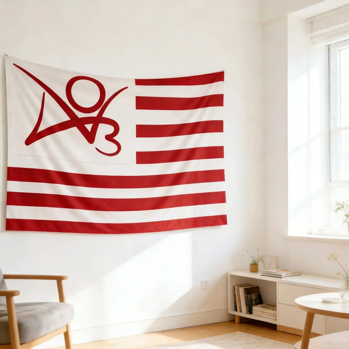 tapisserie décoration chambre dessin animé rayures horizontales symbole abstrait moderne graphique polyestère rouge blanc