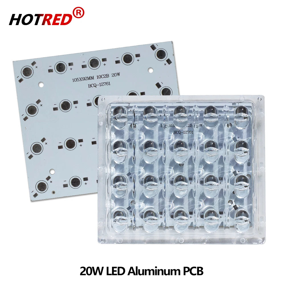 support led pcb aluminium 105mm 92mm lentille réflecteur moderne joint étanche 20w 60w fixations