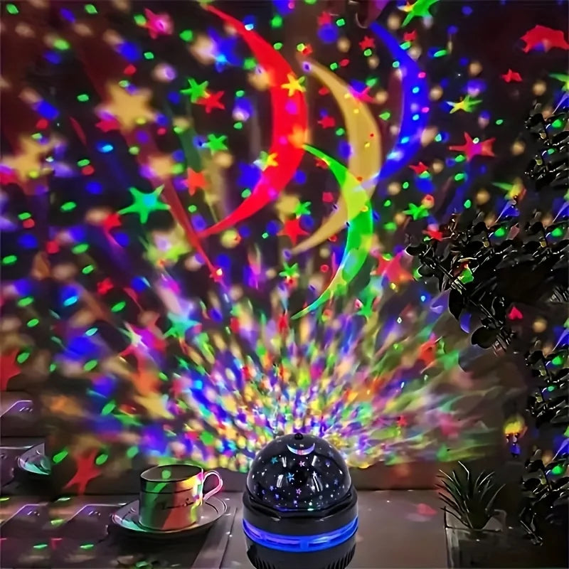 projecteur lune étoiles ambiances changeantes usb led transparent motifs cristallins deco chambre enfants