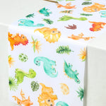 table table motif dinosaure feuilles tropicales décoration enfantine anniversaire fête révélation sexe aquarelle blanc