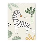 affiche toile animaux jungle lion zebre elephant decor chambre enfant cartoon beige vert