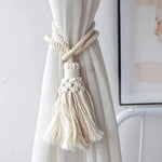 corde rideaux tressée boho chic blanc crème décorative intérieur coton polyester artisanal fixations textiles