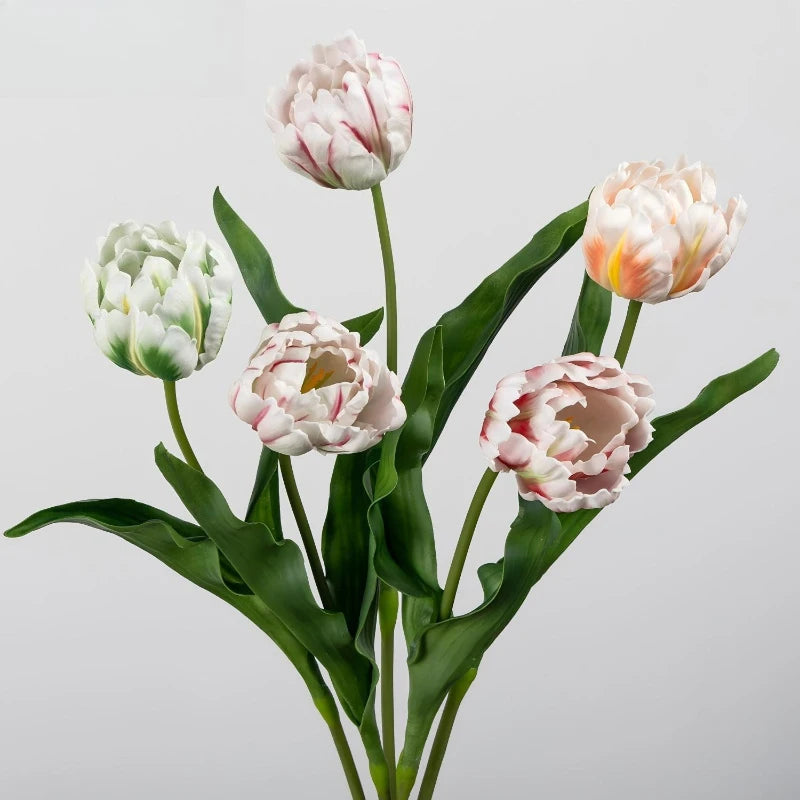 bouquet tulipes artificielles blanc rose vert moderne decoration mariage anniversaireintérieur