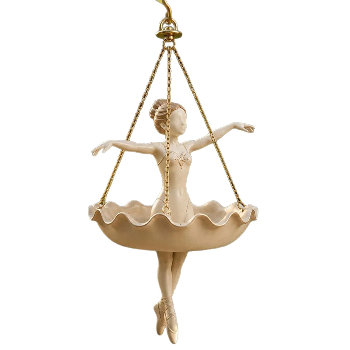 cache pot suspendu danseuse ballet feuilles vertes chaînes dorées intérieur extérieur vintage classique