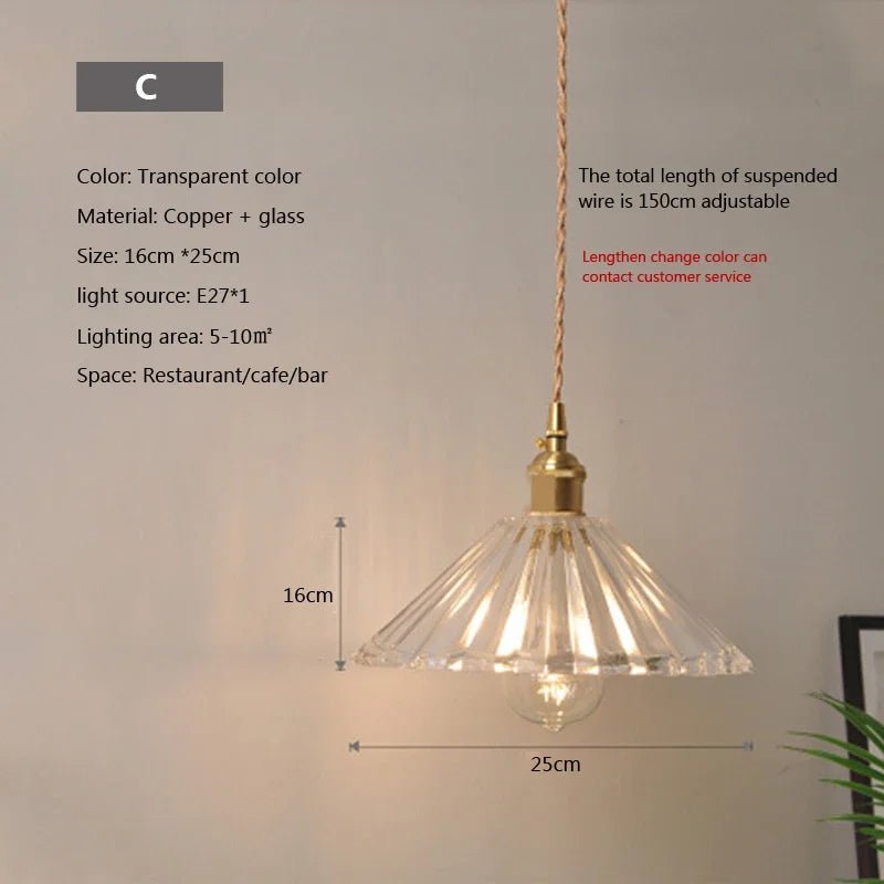 lampe suspendue transparente vintage ampoule E27 câble torsadé motifs géométriques chambre salon étude
