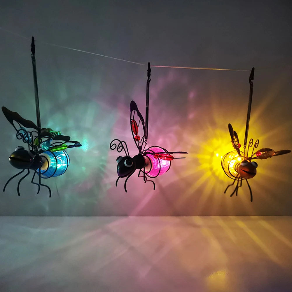lumière insectes volantes solaire métal décorative jardin terrasse balcon scarabée coloré féeriqueextérieur