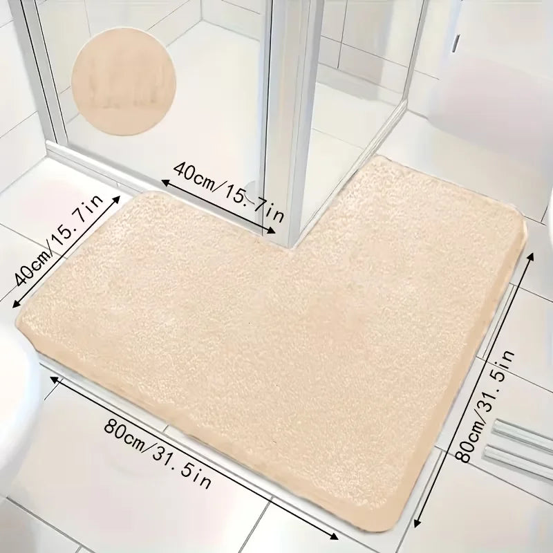 tapis bain moderne noir gris beige doux antidérapant salle bain adhésif uni grande taille