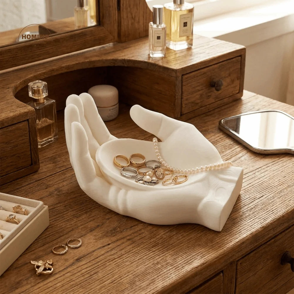 support rangement main ouverte moderne blanc abricot noir bijoux accessoires clés porte clés