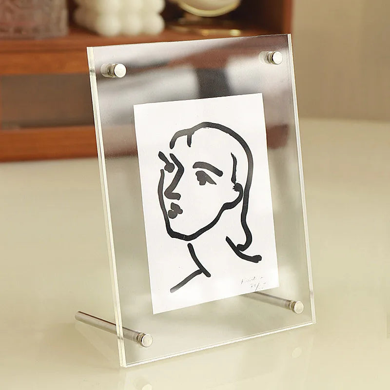 Cadre photo plexiglass transparent double face noir