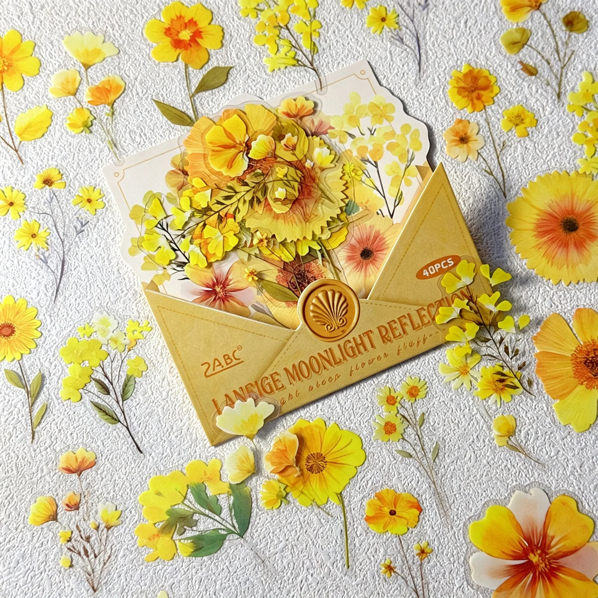 autocollants fleurs séchées naturelles variées orange rouge rose violet bleu jaune scrapbooking diy journal
